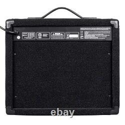 20 Watt 1x8 Driver Electric Bass Guitar Combo Amp Amplifier Cabinet AUX Black
