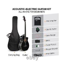 GLARRY Full Size Acoustic Electric Bass Guitar Beginner Kit with 15W Amp, Cutaw