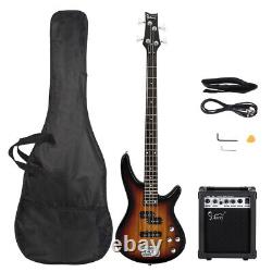 Glarry GIB 4 String Full Size Electric Bass Guitar SS Pickups Amp Kit Sunset