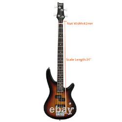 Glarry GIB 4 String Full Size Electric Bass Guitar SS Pickups Amp Kit Sunset