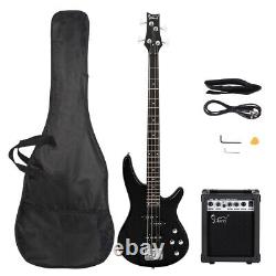 Glarry GIB 4 Strings Full Size Electric Bass Guitar SS Pickups Amp Kit Black