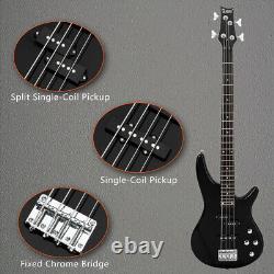 Glarry GIB 4 Strings Full Size Electric Bass Guitar SS Pickups Amp Kit Black