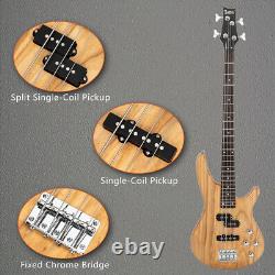 Glarry GIB 4 Strings Full Size Electric Bass Guitar SS pickups Amp Kit Burlywood