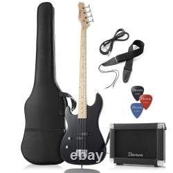 Left Handed Electric Bass Guitar with 15-Watt Amp Full Size Beginner Kit