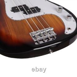 New Professional 4 String GP Glarry Electric Bass Guitar with 20W AMP, Sunset