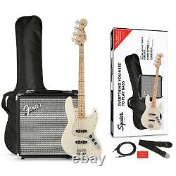 Squier Affinity Jazz Bass LE Pack withRumble 15W Bass Combo Amp Olympic White