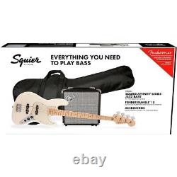 Squier Affinity Jazz Bass LE Pack withRumble 15W Bass Combo Amp Olympic White