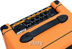 Amplificateur combo Orange Crush Bass 25 pour guitare avec ensemble de 10 pieds de câble tissé Orange pour instrument.