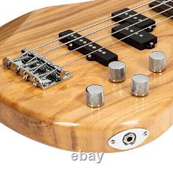 Guitare basse électrique Glarry GIB 4 cordes taille normale avec micros SS et kit ampli en bois massif