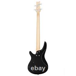 Guitare basse électrique Glarry GIB à 4 cordes en taille standard, micros SS, kit d'ampli noir.