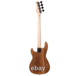 Guitare basse électrique à 4 cordes Glarry pour droitier avec clé de réglage de couleur bois robuste