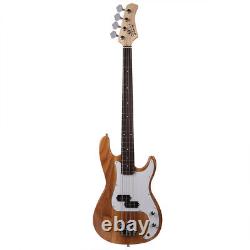 Guitare basse électrique à 4 cordes Glarry pour droitier avec clé de réglage de couleur bois robuste