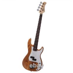 Guitare basse électrique à 4 cordes Glarry pour droitier avec clé de réglage de couleur bois robuste