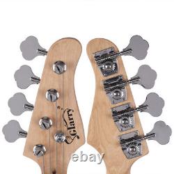 Guitare basse électrique à 4 cordes Glarry pour droitier avec clé de réglage de couleur bois robuste