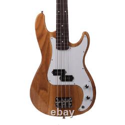 Guitare basse électrique à 4 cordes Glarry pour droitier avec clé de réglage de couleur bois robuste