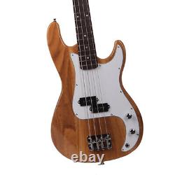 Guitare basse électrique à 4 cordes Glarry pour droitier avec clé de réglage de couleur bois robuste