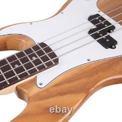 Guitare basse électrique à 4 cordes Glarry pour droitier avec clé de réglage de couleur bois robuste