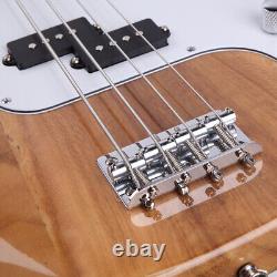 Guitare basse électrique à 4 cordes Glarry pour droitier avec clé de réglage de couleur bois robuste