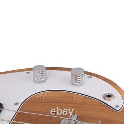 Guitare basse électrique à 4 cordes Glarry pour droitier avec clé de réglage de couleur bois robuste