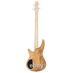 Guitare basse électrique à 4 cordes de taille normale Glarry GIB avec micros SS et kit d'ampli en bois massif.