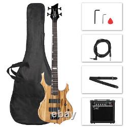 Guitare basse électrique avec micros H-H et amplificateur 20W, 4 cordes en feu.