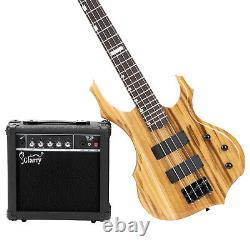 Guitare basse électrique avec micros H-H et amplificateur 20W, 4 cordes en feu.