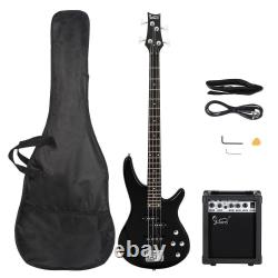 Kit de débutant pour guitare basse 4 cordes Glarry GIB avec ampli 20W Bois / Coucher de soleil / Noir