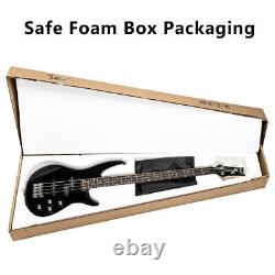 Kit de guitare basse électrique Glarry GIB 4 cordes, taille complète, micros SS et ampli noir