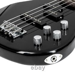 Kit de guitare basse électrique Glarry GIB 4 cordes, taille complète, micros SS et ampli noir
