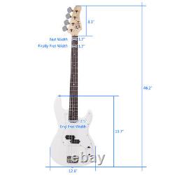 Sac de guitare Glarry GP Bass Stereo AMP avec sangle, médiator, câble, clé et outil de couleur blanche.